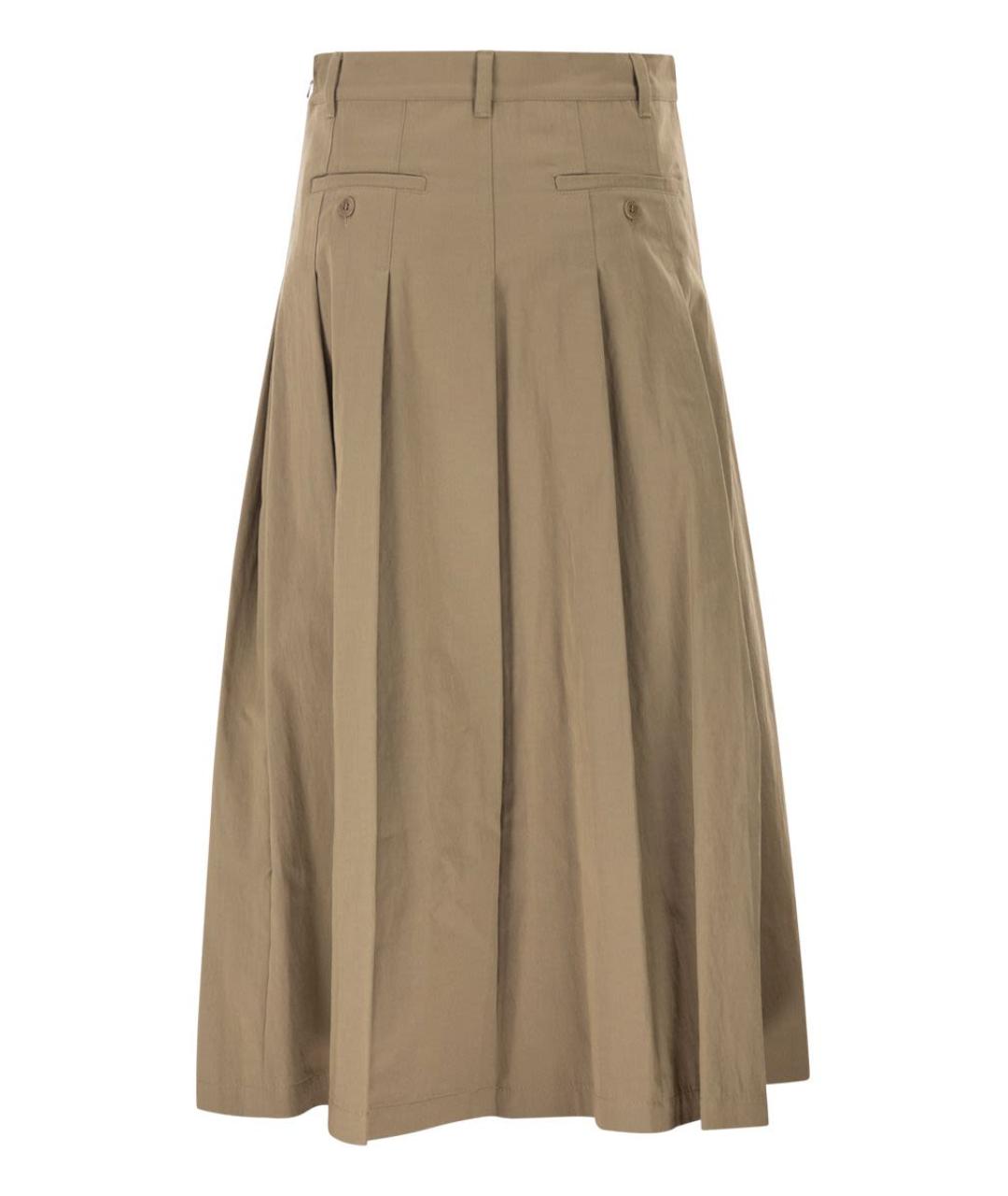 WEEKEND MAX MARA Бежевая хлопковая юбка миди, фото 2