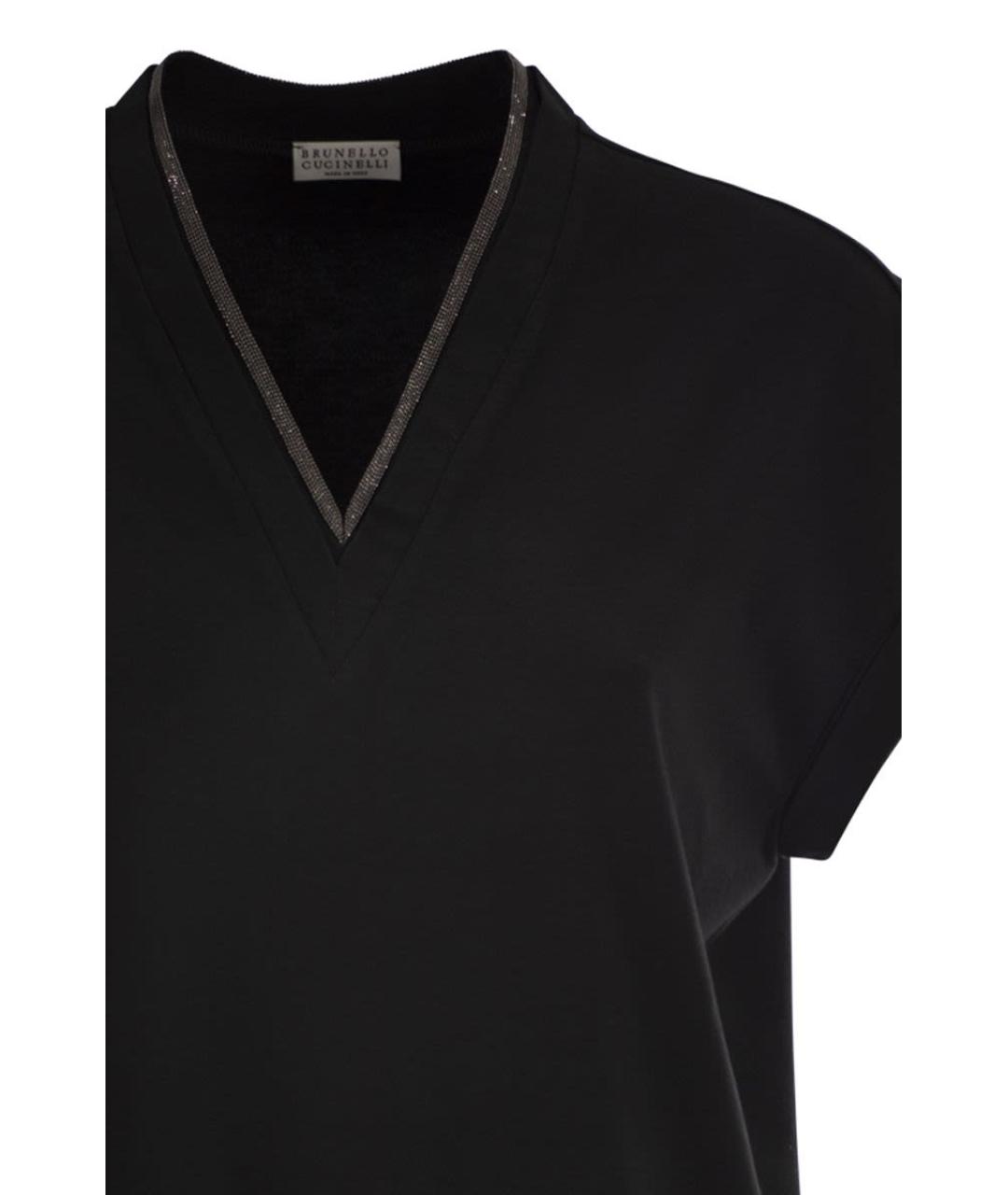BRUNELLO CUCINELLI Черная хлопковая футболка, фото 4