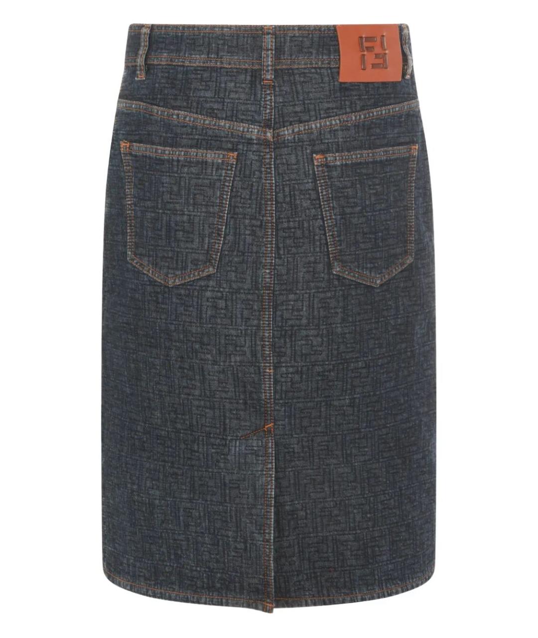 FENDI Синяя хлопковая юбка миди, фото 2