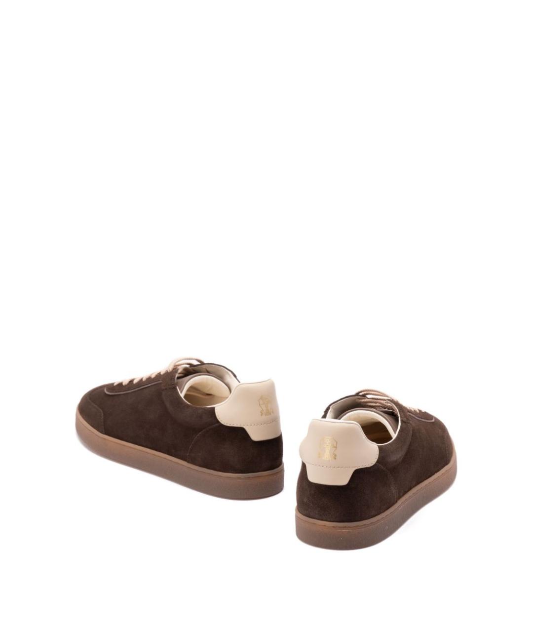 BRUNELLO CUCINELLI Коричневые кожаные низкие кроссовки / кеды, фото 3