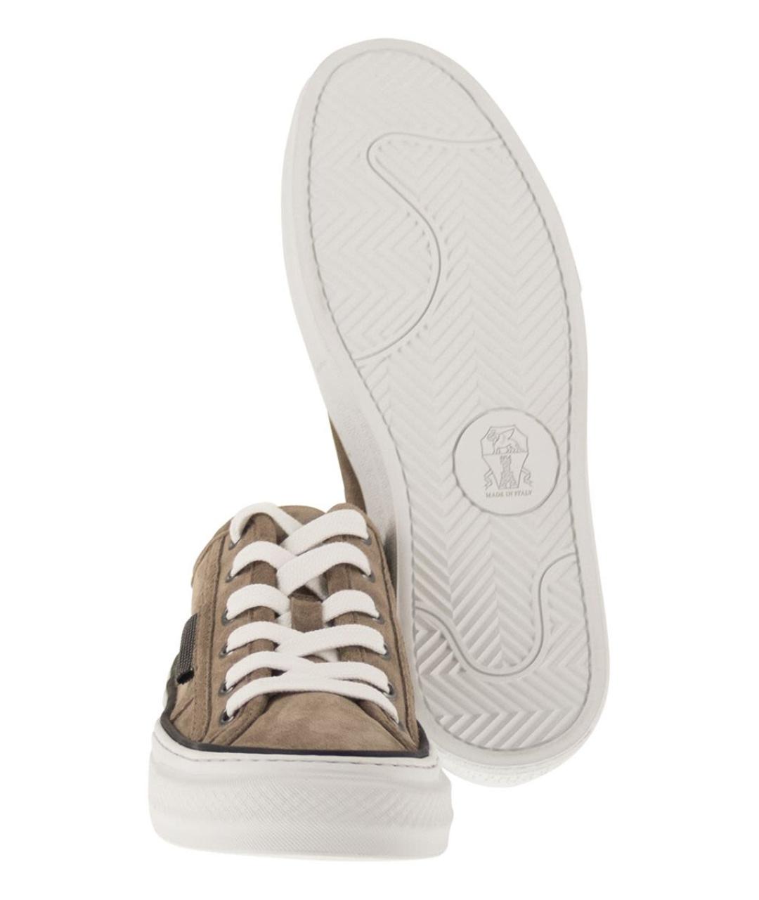 BRUNELLO CUCINELLI Коричневые кожаные кроссовки, фото 5