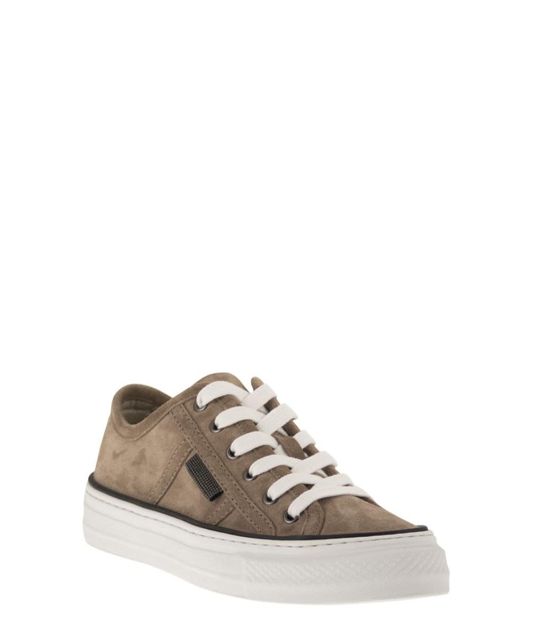 BRUNELLO CUCINELLI Коричневые кожаные кроссовки, фото 2