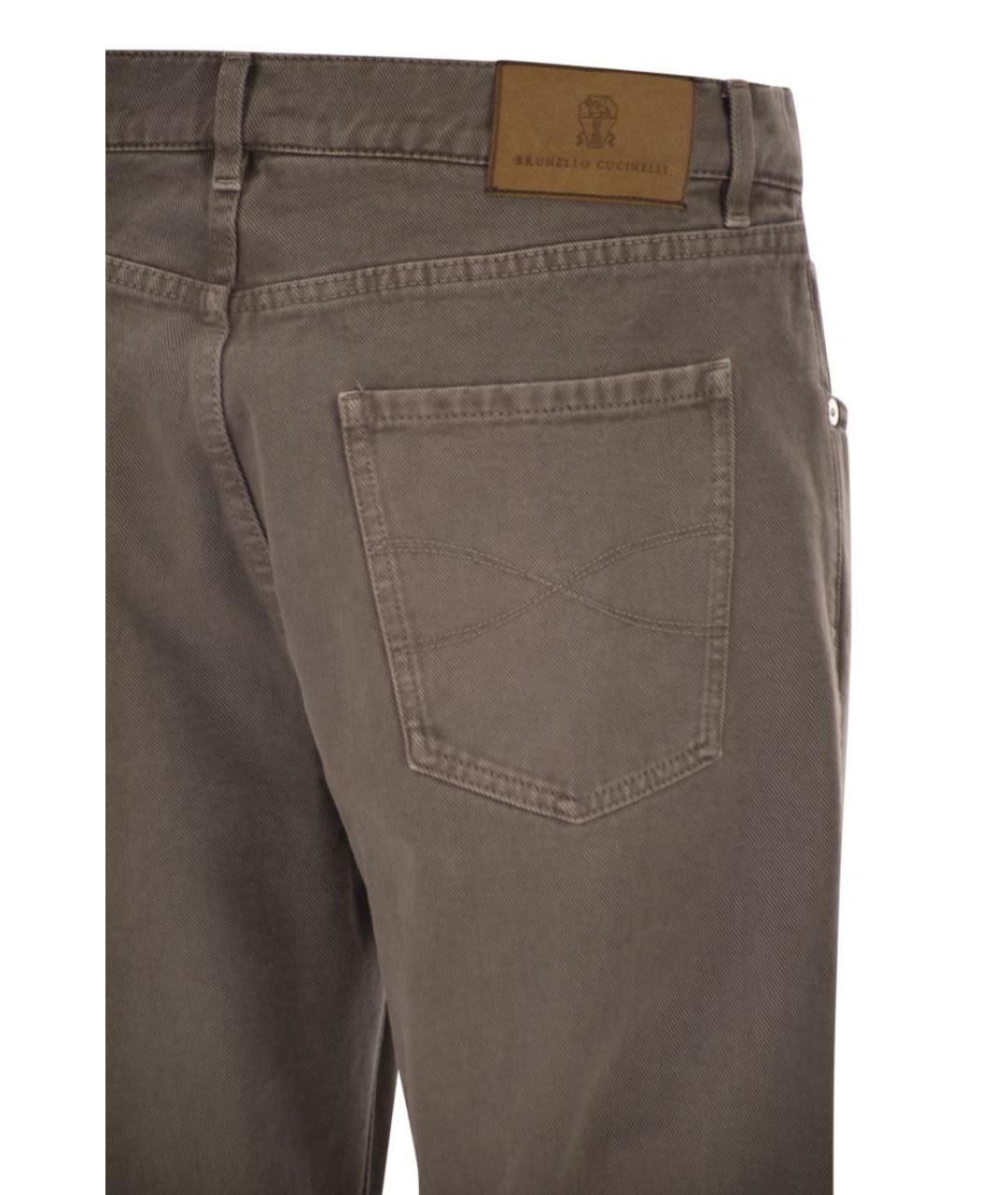 BRUNELLO CUCINELLI Коричневые хлопковые прямые джинсы, фото 4