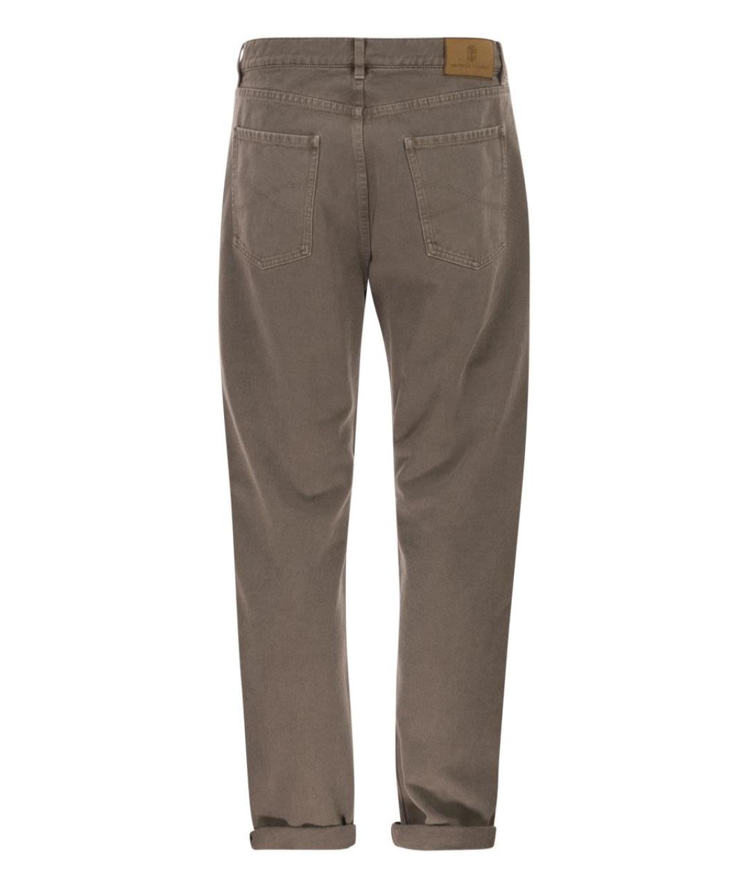 BRUNELLO CUCINELLI Коричневые хлопковые прямые джинсы, фото 2