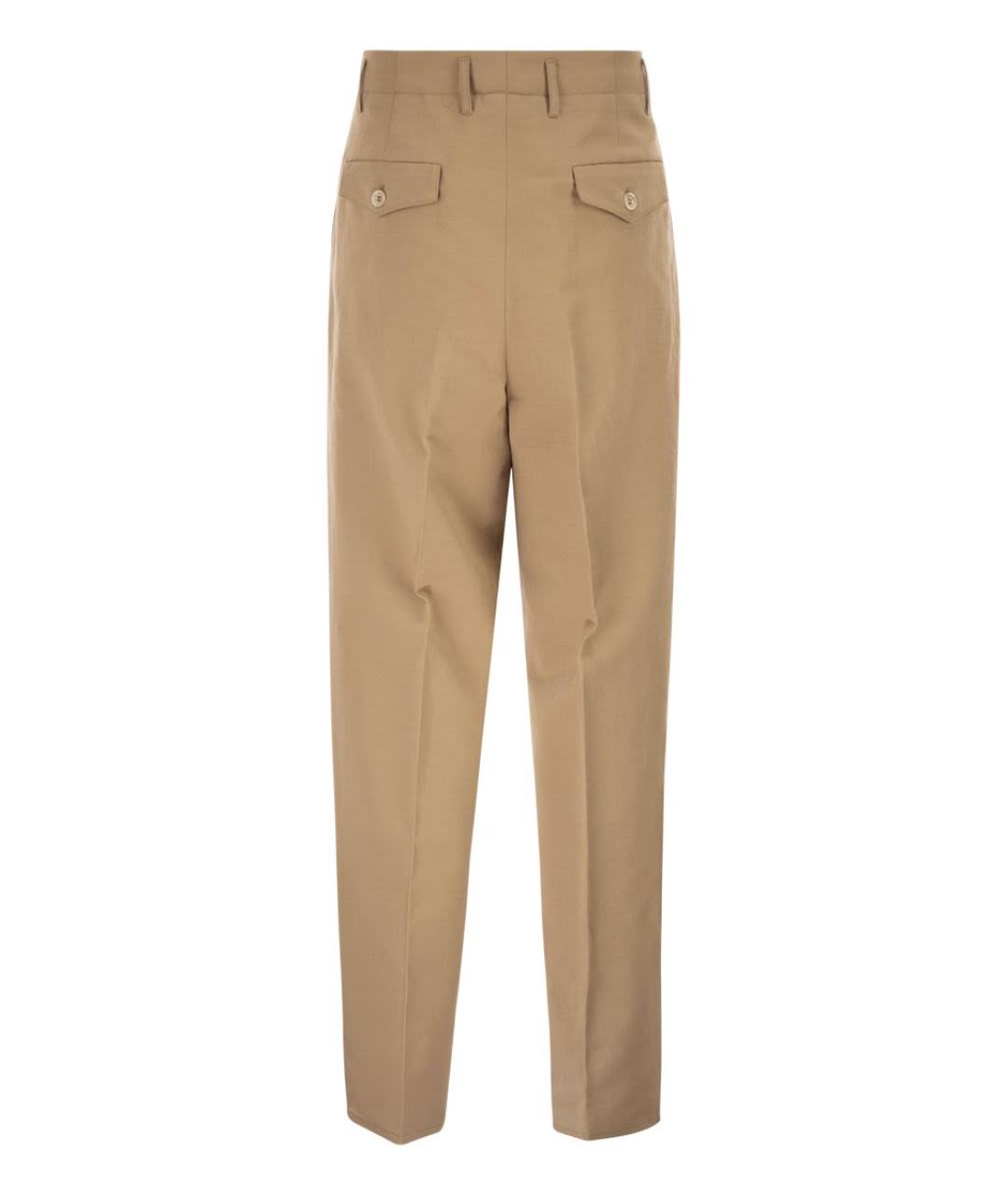 BRUNELLO CUCINELLI Бежевые хлопковые повседневные брюки, фото 2