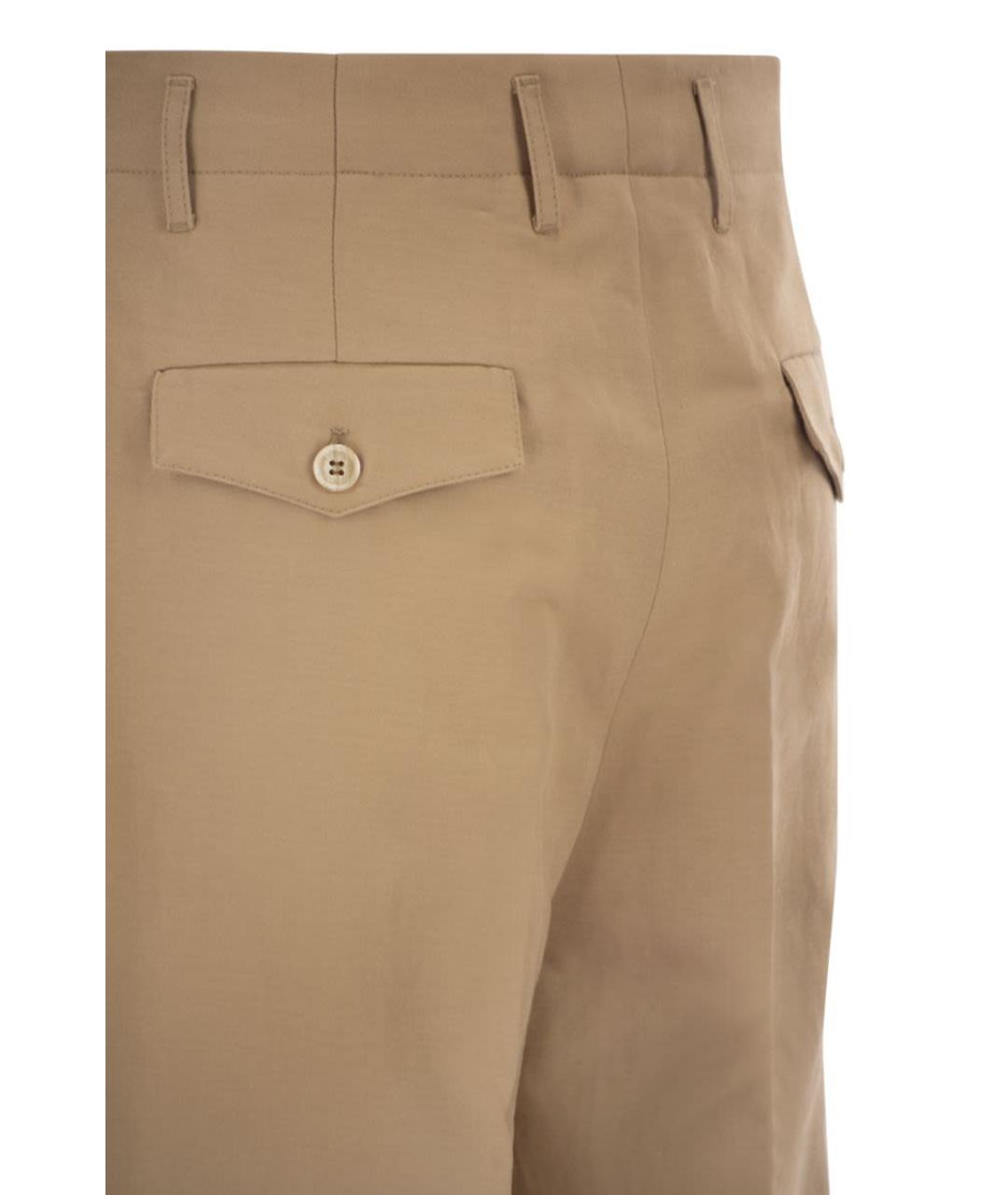 BRUNELLO CUCINELLI Бежевые хлопковые повседневные брюки, фото 4
