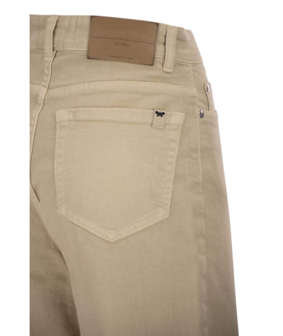 WEEKEND MAX MARA Бежевые хлопковые прямые брюки, фото 4