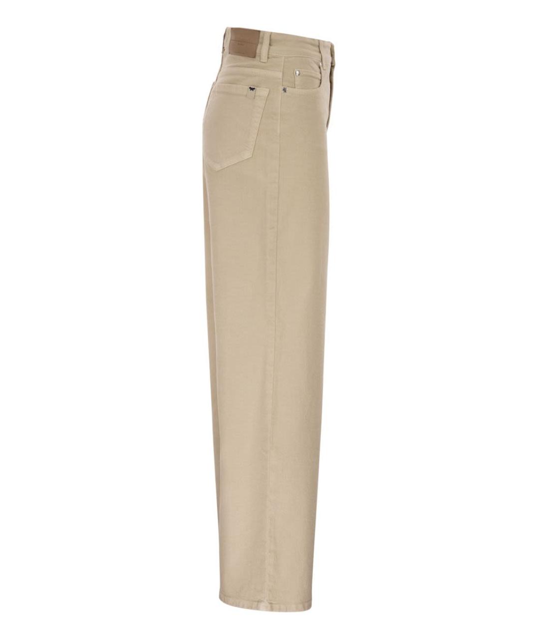 WEEKEND MAX MARA Бежевые хлопковые прямые брюки, фото 3
