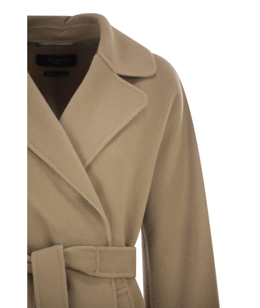 WEEKEND MAX MARA Бежевое шерстяное пальто, фото 4