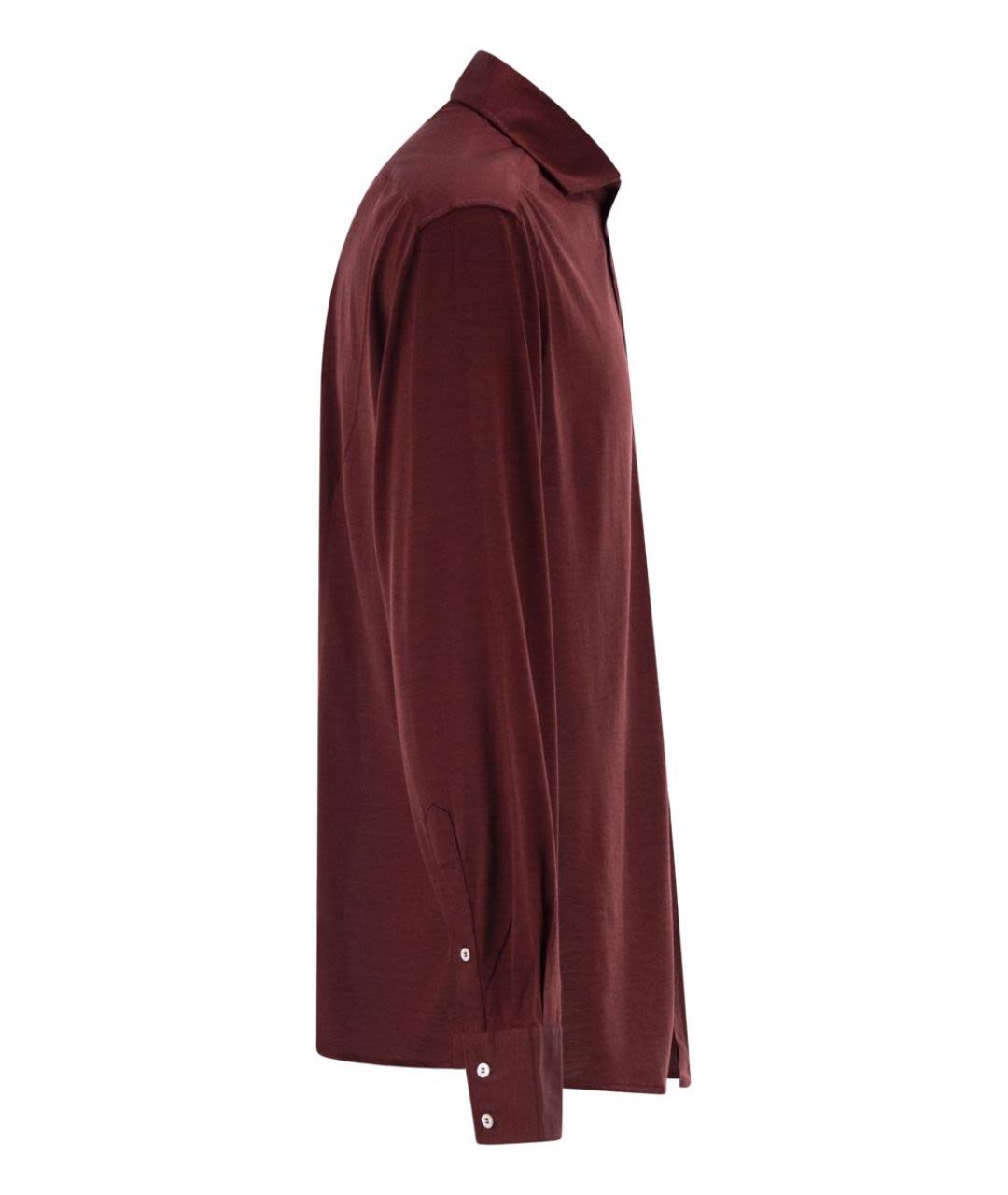 BRUNELLO CUCINELLI Бордовая шелковая кэжуал рубашка, фото 3