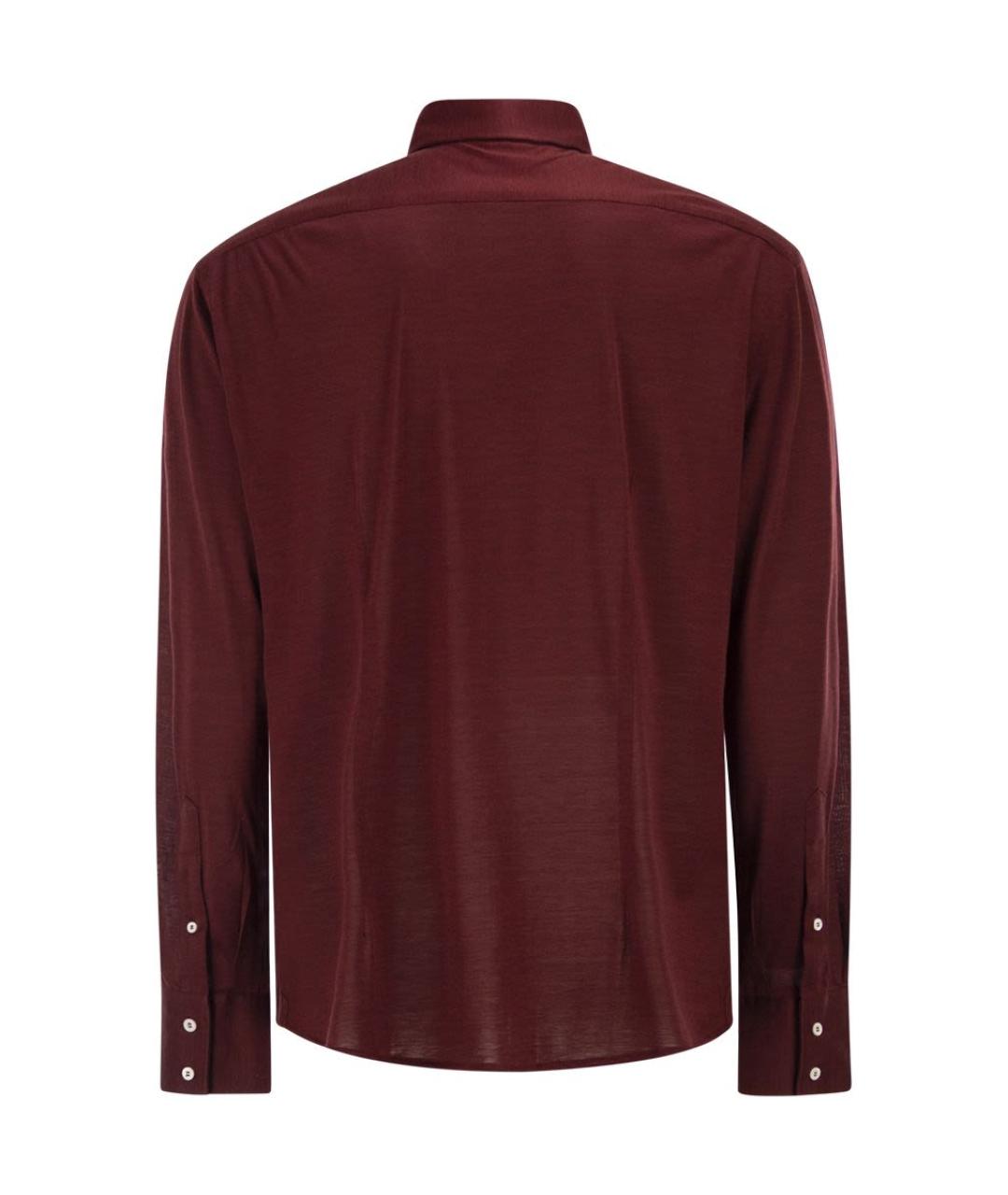 BRUNELLO CUCINELLI Бордовая шелковая кэжуал рубашка, фото 2