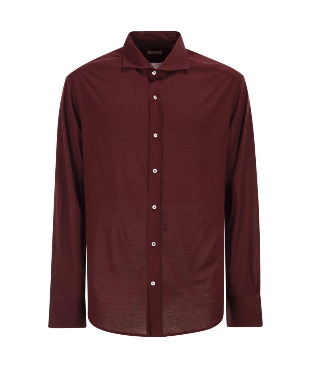 BRUNELLO CUCINELLI Бордовая шелковая кэжуал рубашка, фото 1