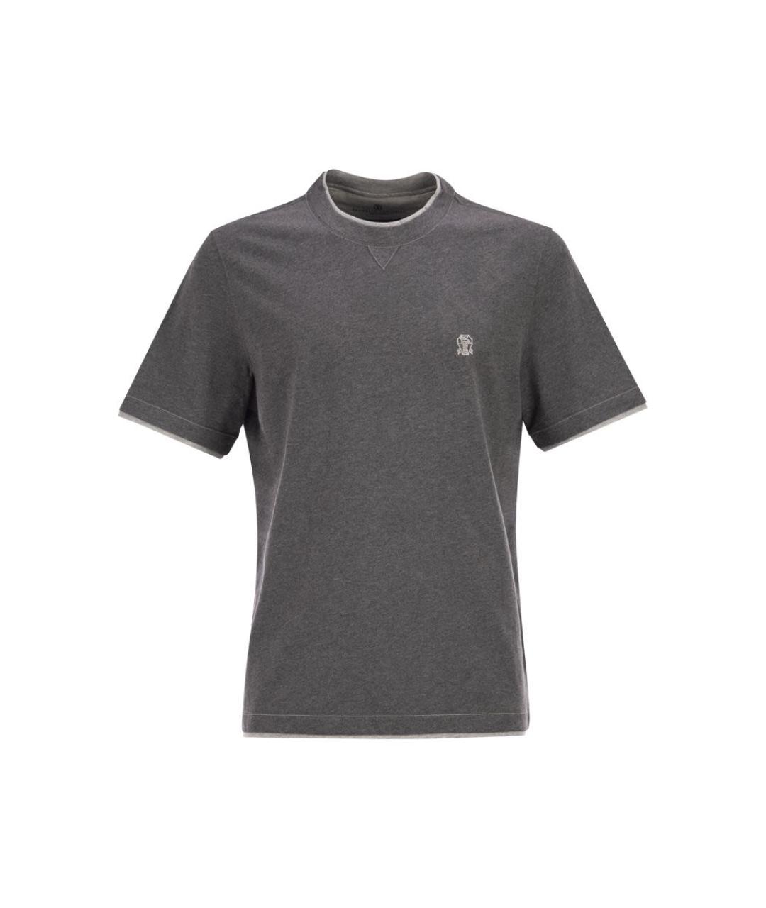 BRUNELLO CUCINELLI Серая хлопковая футболка, фото 1