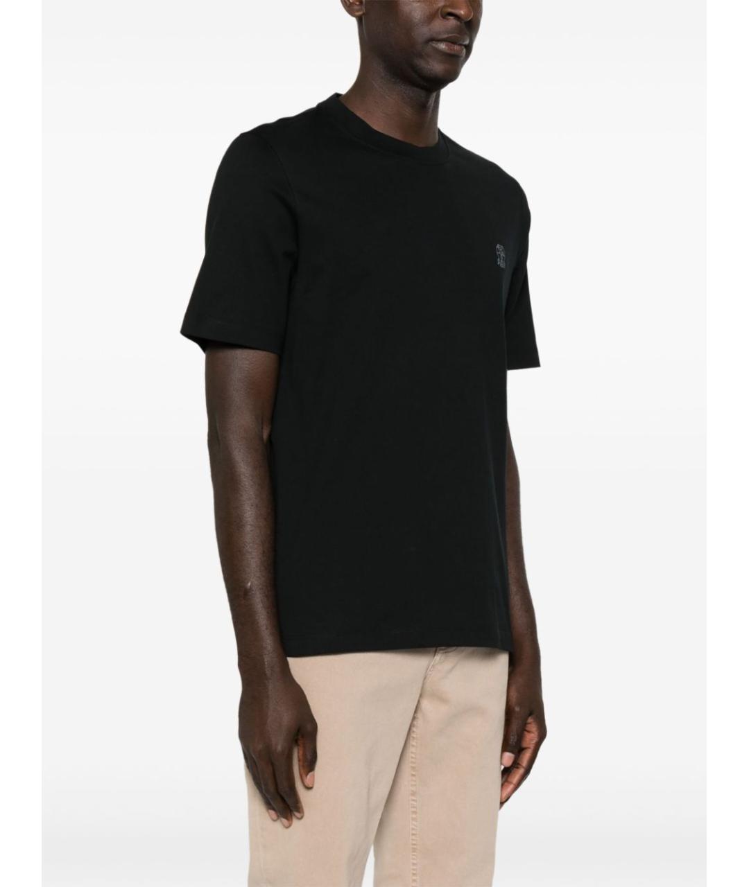BRUNELLO CUCINELLI Черная хлопковая футболка, фото 5