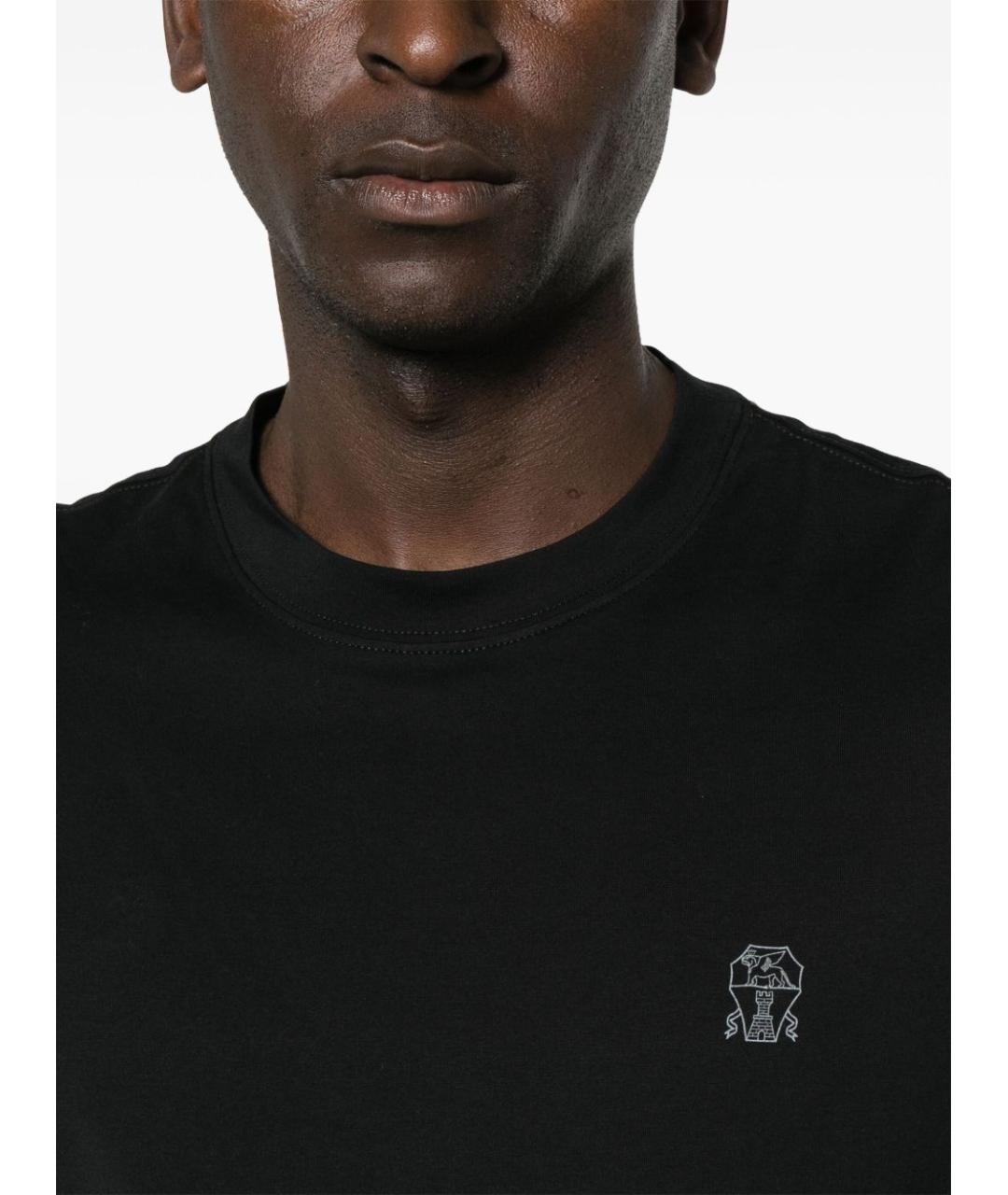 BRUNELLO CUCINELLI Черная хлопковая футболка, фото 4