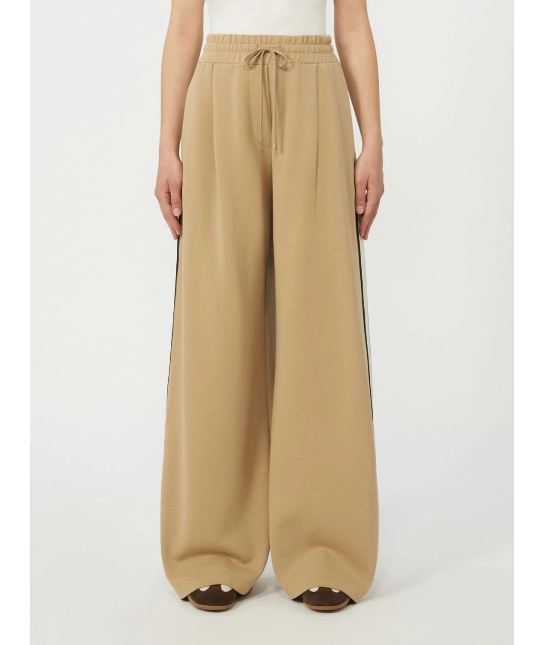 WEEKEND MAX MARA Бежевые хлопковые прямые брюки, фото 2