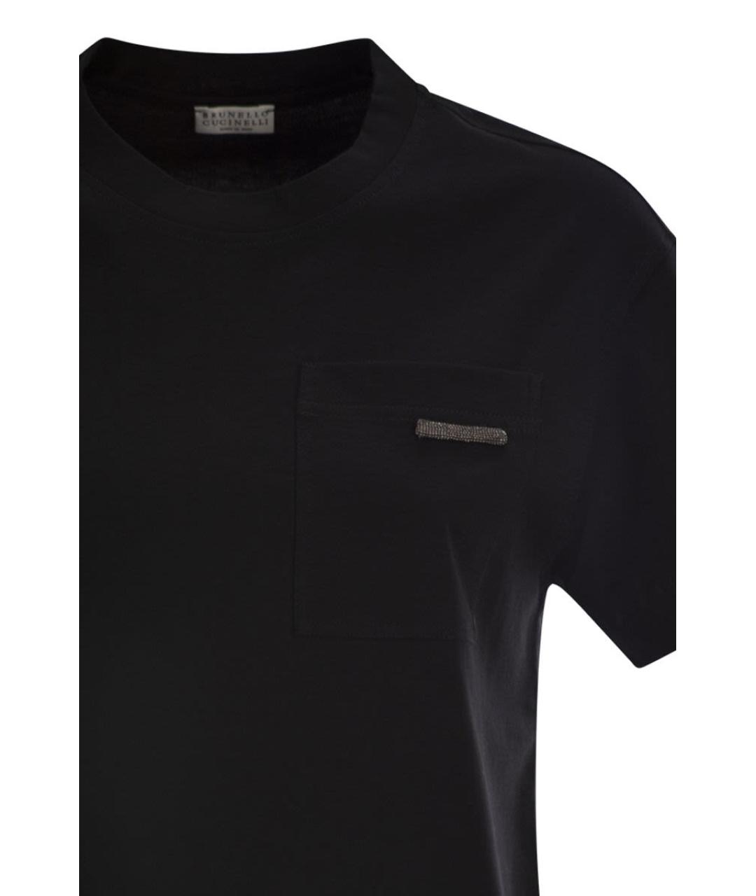 BRUNELLO CUCINELLI Черная хлопковая футболка, фото 4