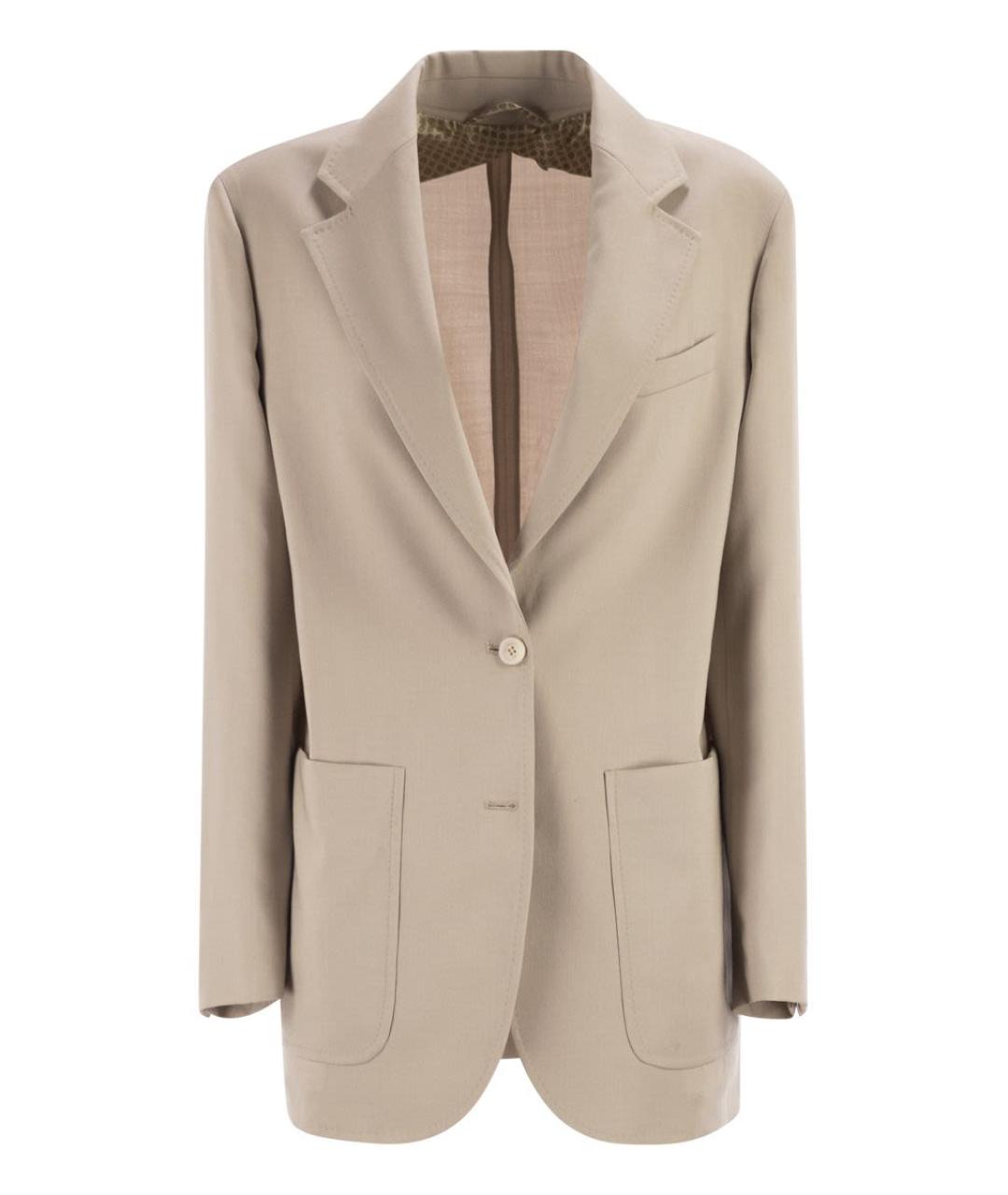MAX MARA Бежевый шерстяной жакет/пиджак, фото 1