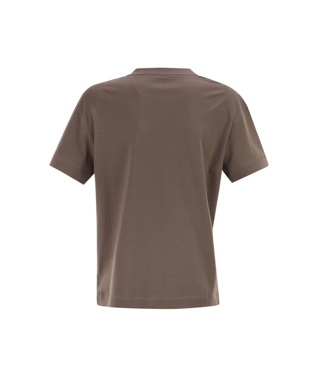 BRUNELLO CUCINELLI Коричневая хлопковая футболка, фото 2