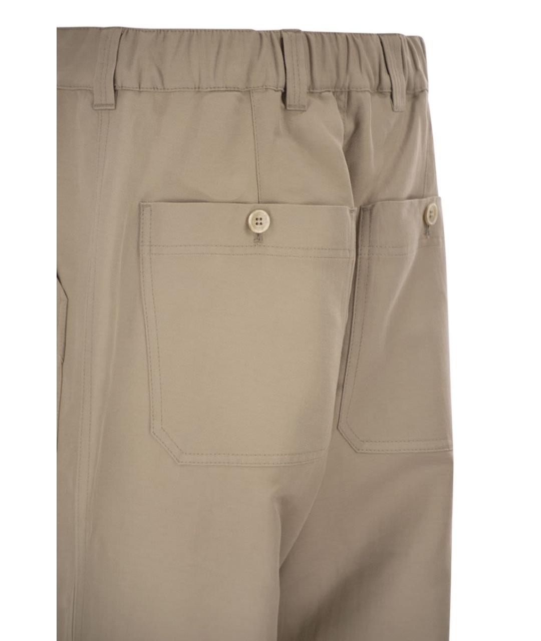 BRUNELLO CUCINELLI Бежевые льняные повседневные брюки, фото 4