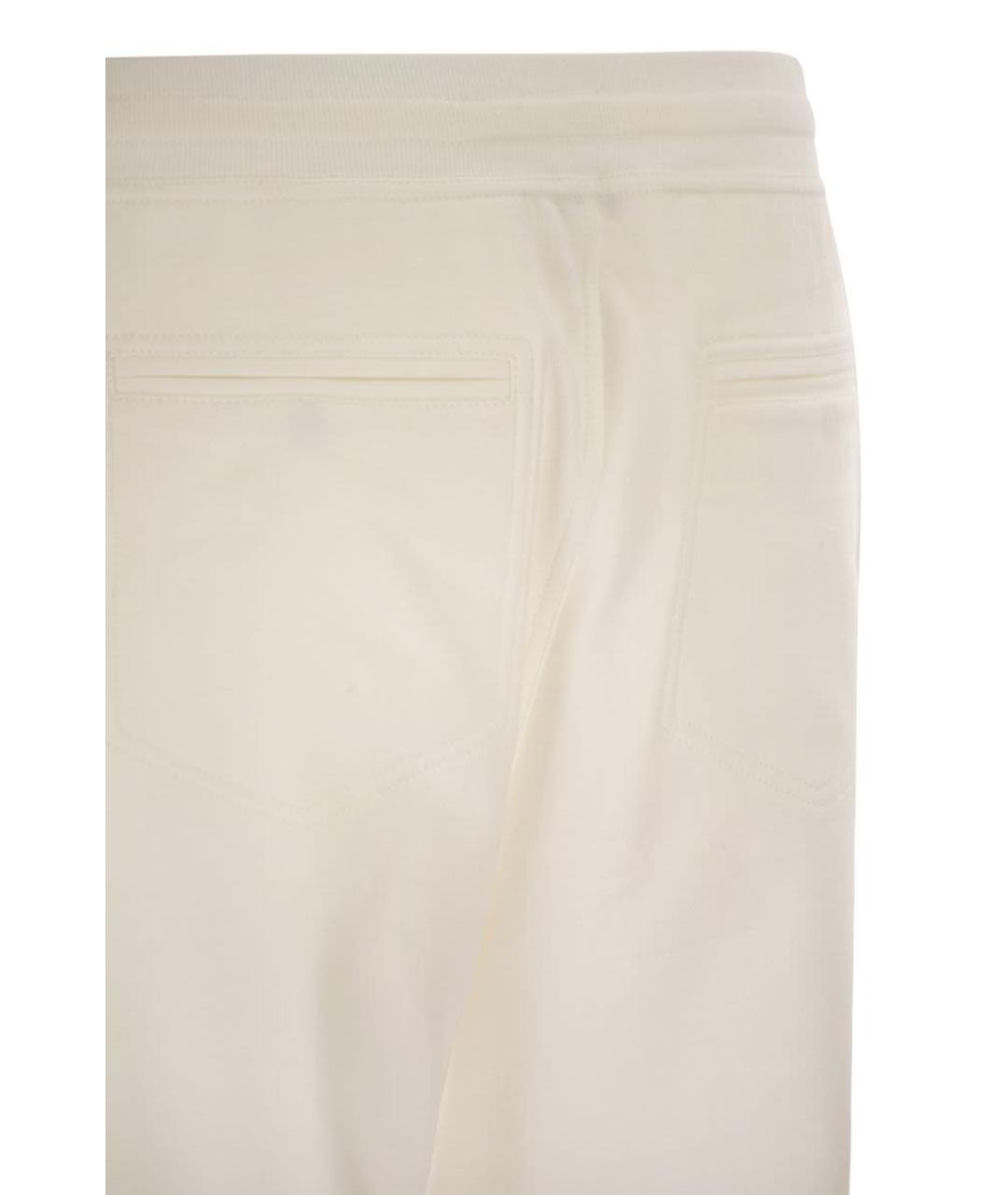 BRUNELLO CUCINELLI Белые хлопковые повседневные брюки, фото 4