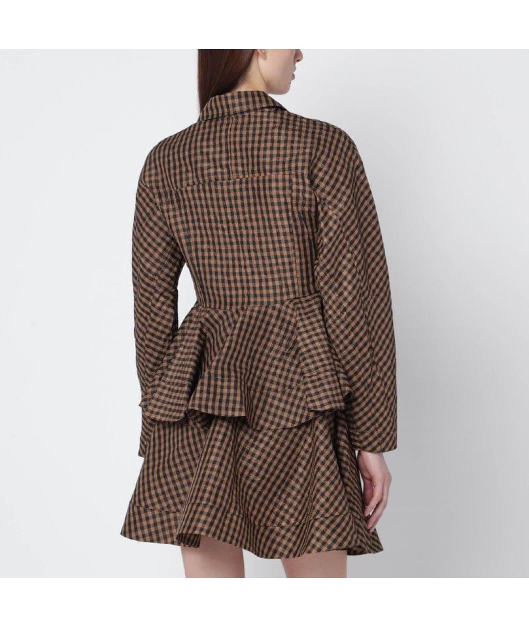 GANNI Коричневая хлопковая рубашка, фото 3