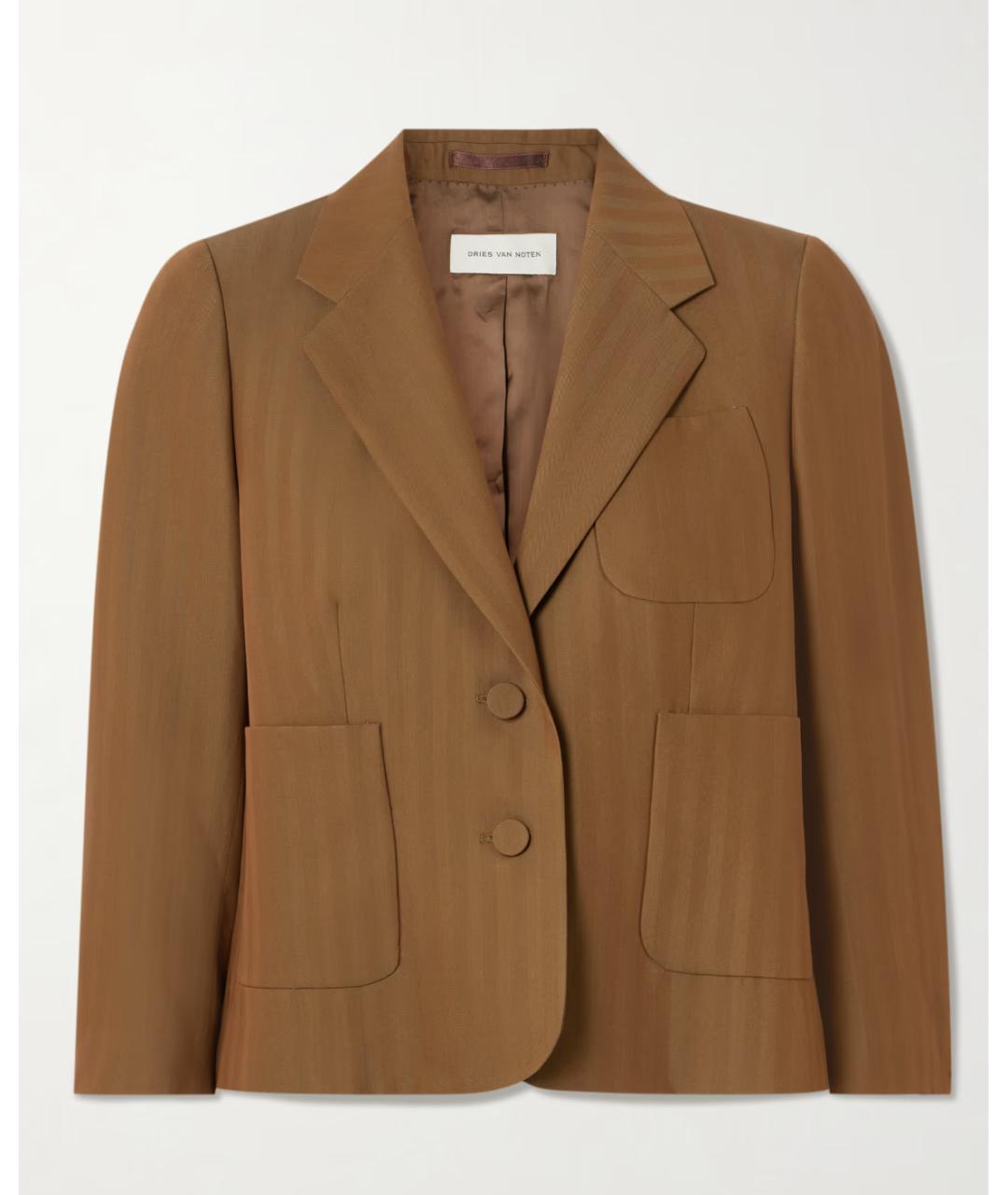 DRIES VAN NOTEN Коричневый шерстяной жакет/пиджак, фото 4