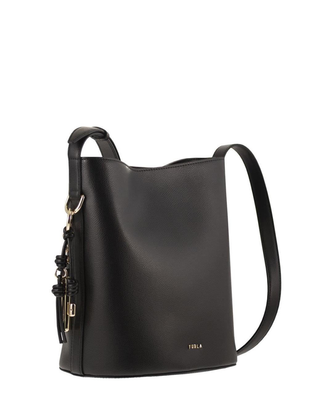 FURLA Черная кожаная сумка через плечо, фото 4