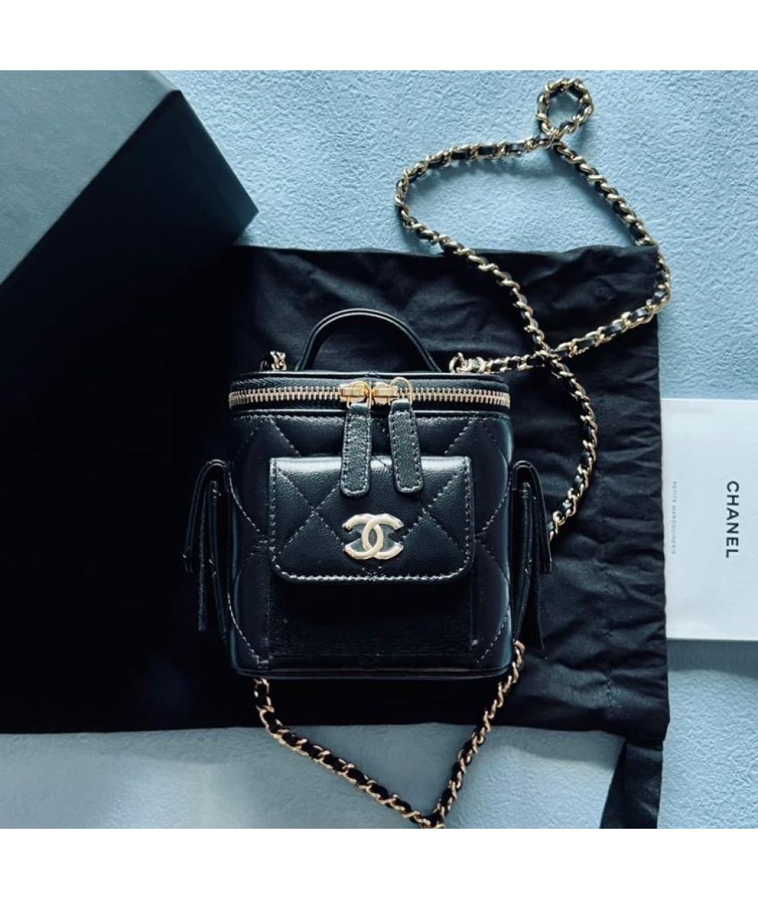 CHANEL Черная кожаная сумка через плечо, фото 8