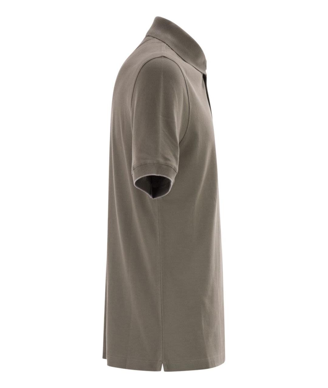 BRUNELLO CUCINELLI Хаки хлопковое поло с коротким рукавом, фото 3