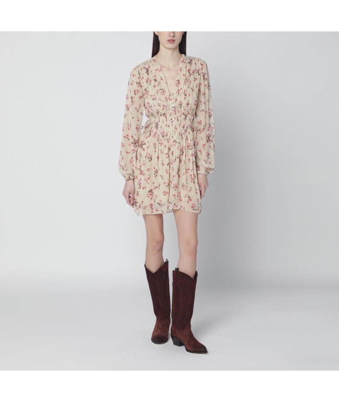 ISABEL MARANT Бежевое вискозное повседневное платье, фото 3