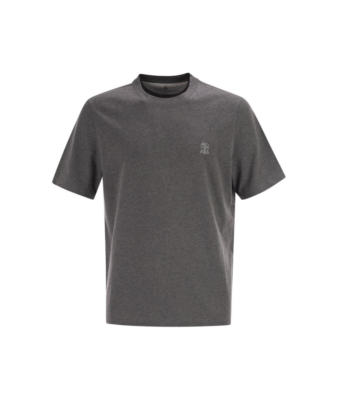 BRUNELLO CUCINELLI Серая хлопковая футболка, фото 1