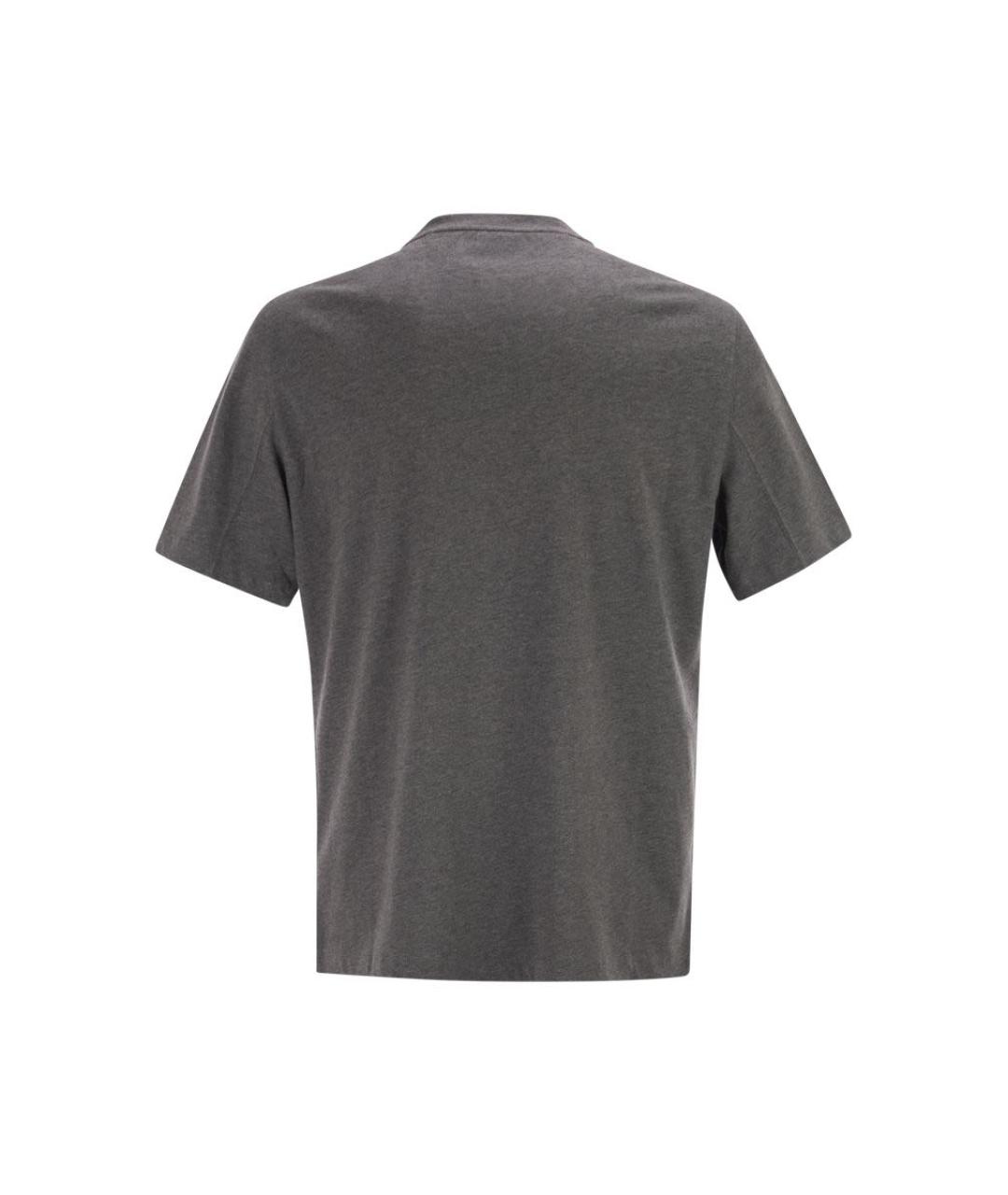 BRUNELLO CUCINELLI Серая хлопковая футболка, фото 2