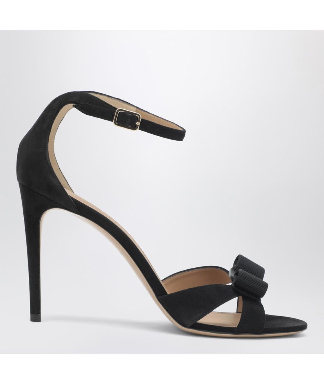 FERRAGAMO Черные замшевые босоножки, фото 4