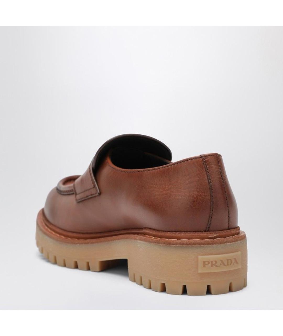 PRADA Коричневые кожаные лоферы, фото 3
