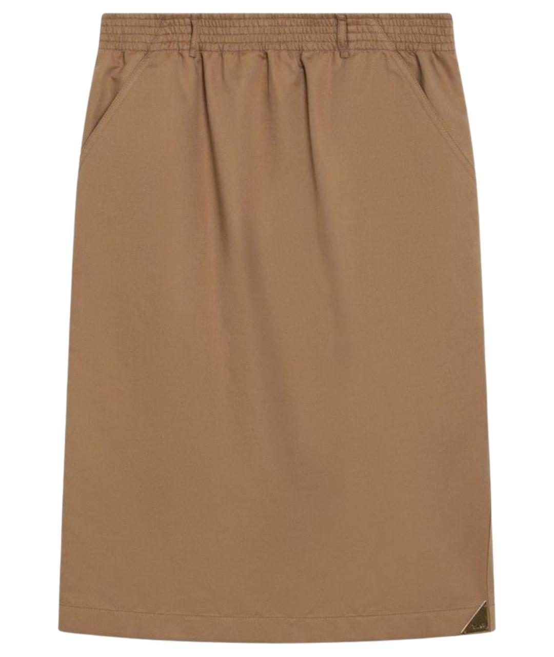 CHLOE Коричневая хлопковая юбка миди, фото 1