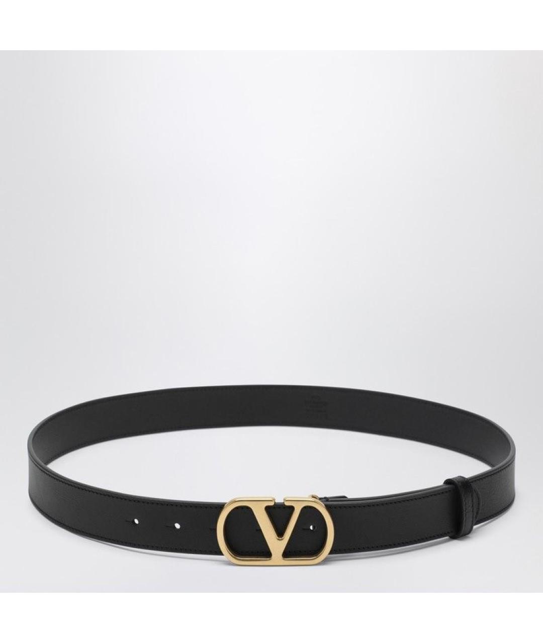 VALENTINO Черный кожаный ремень, фото 3