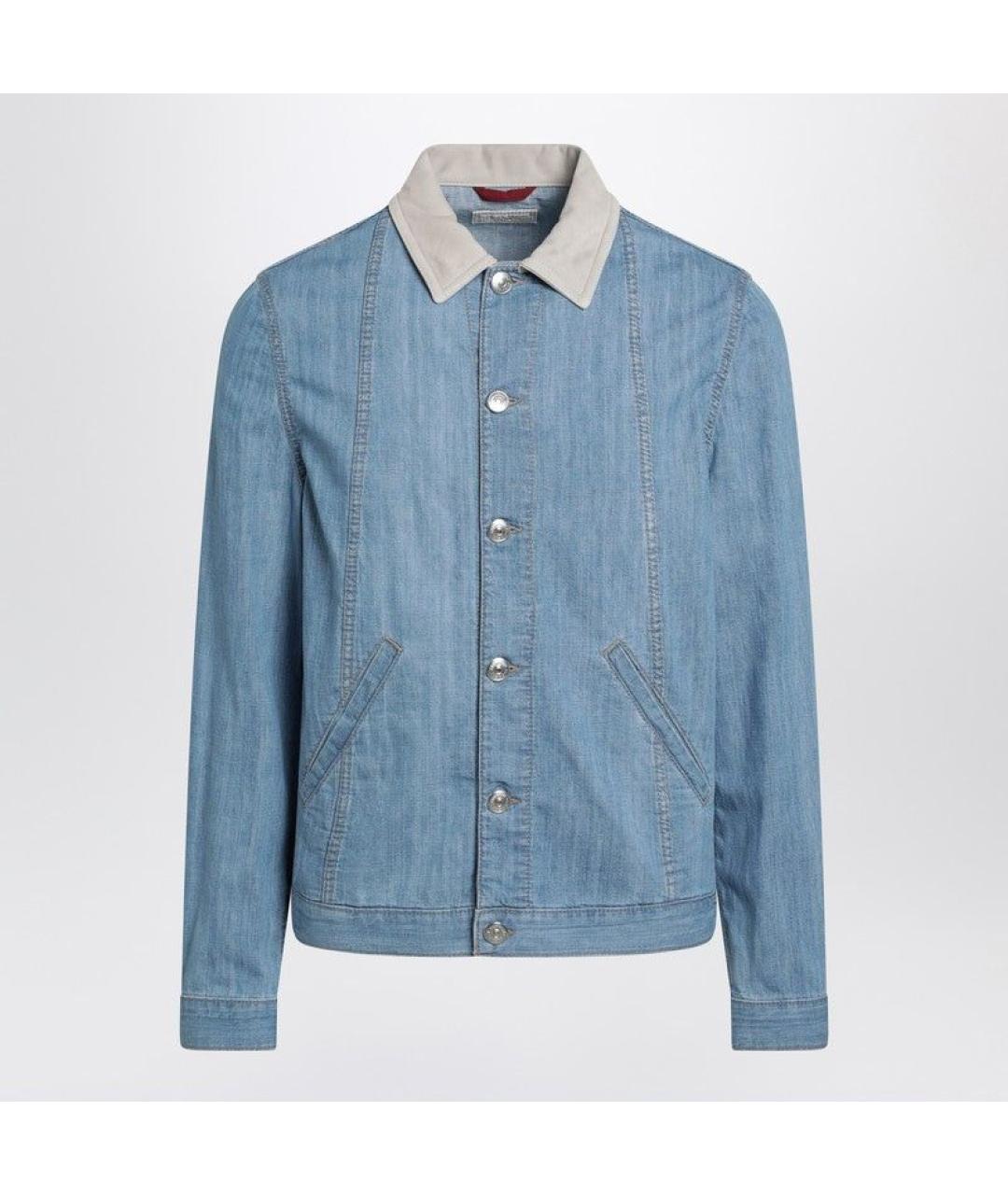 BRUNELLO CUCINELLI Голубая хлопковая куртка, фото 3