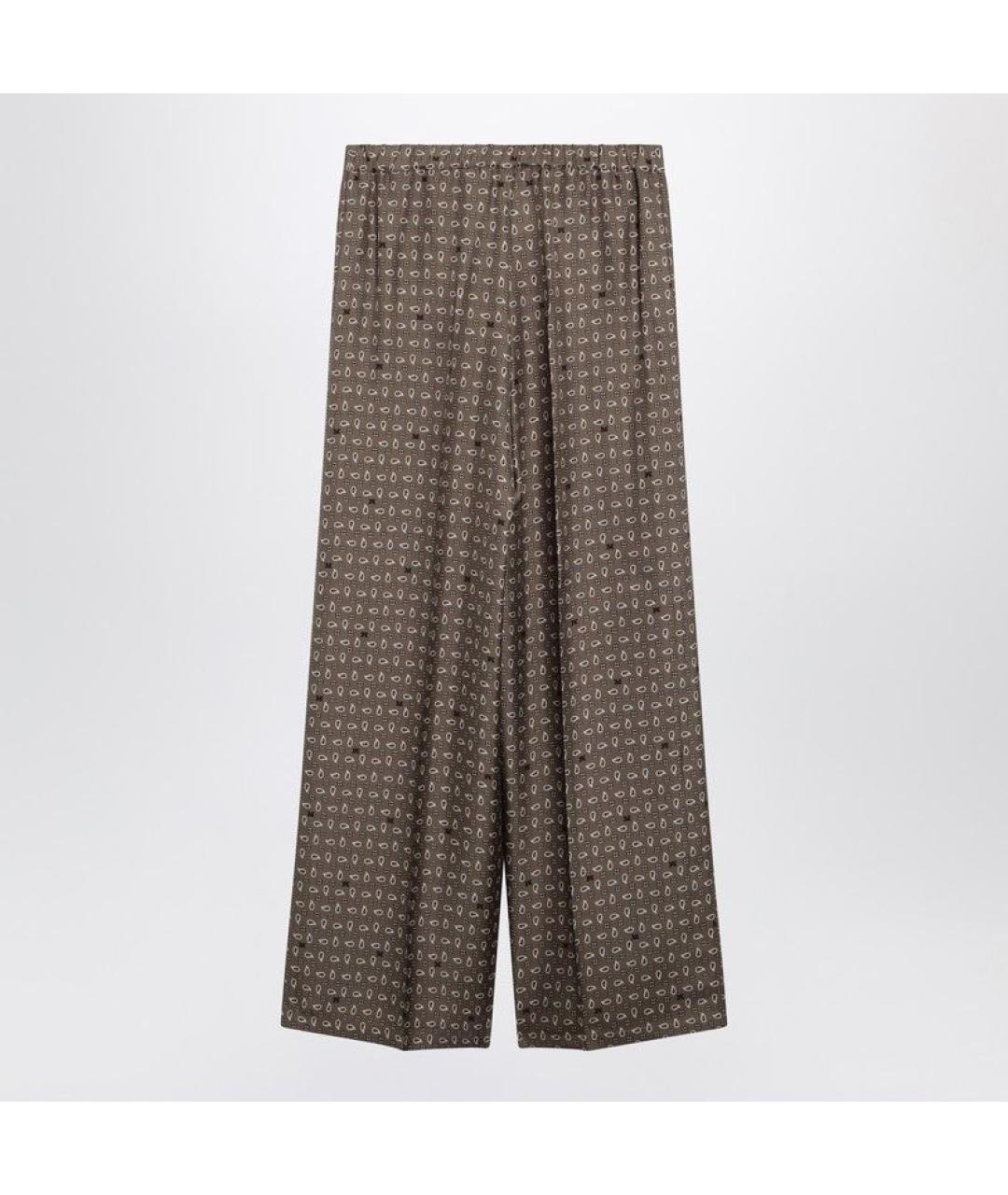 MAX MARA Коричневые шелковые прямые брюки, фото 2