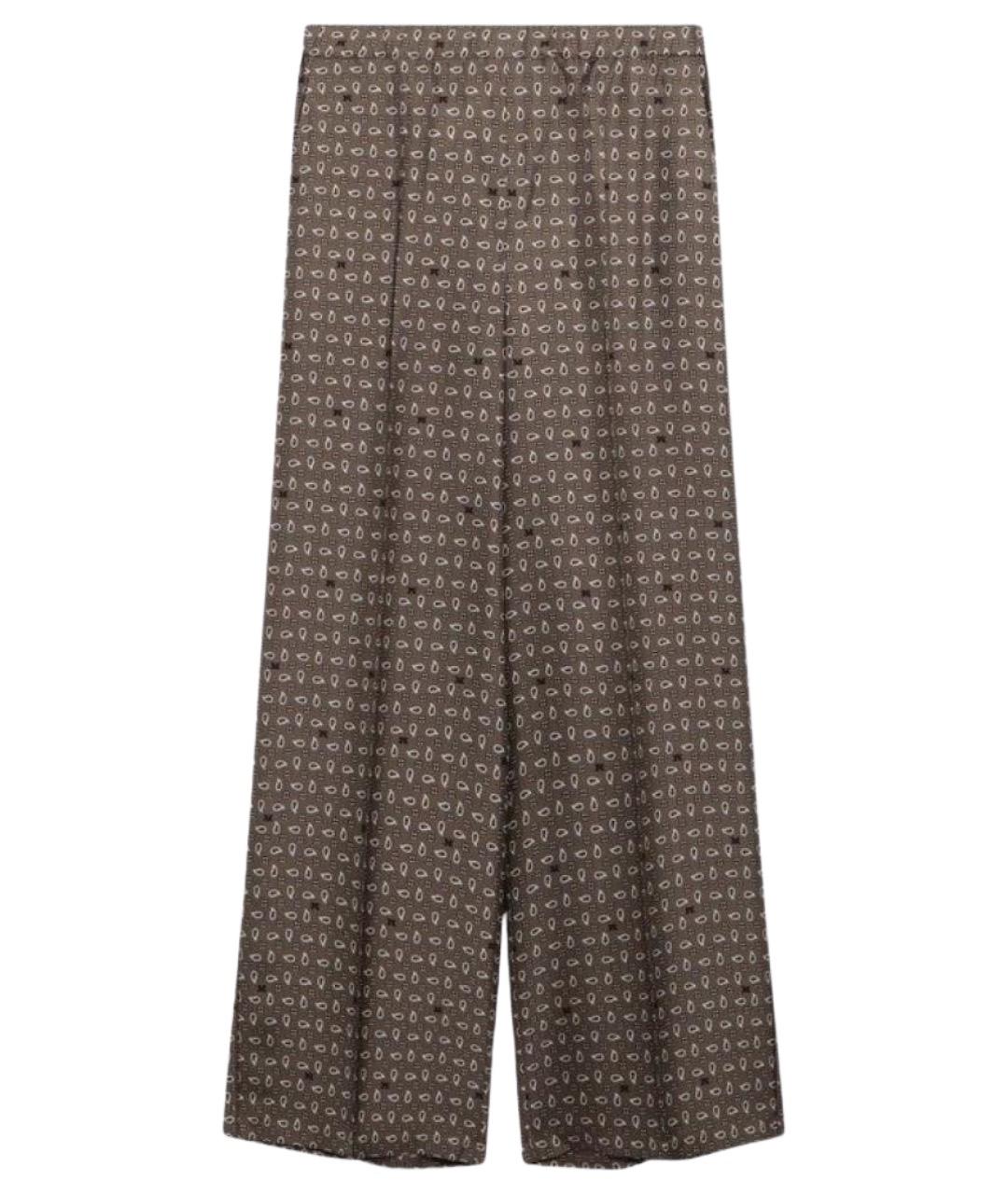 MAX MARA Коричневые шелковые прямые брюки, фото 1