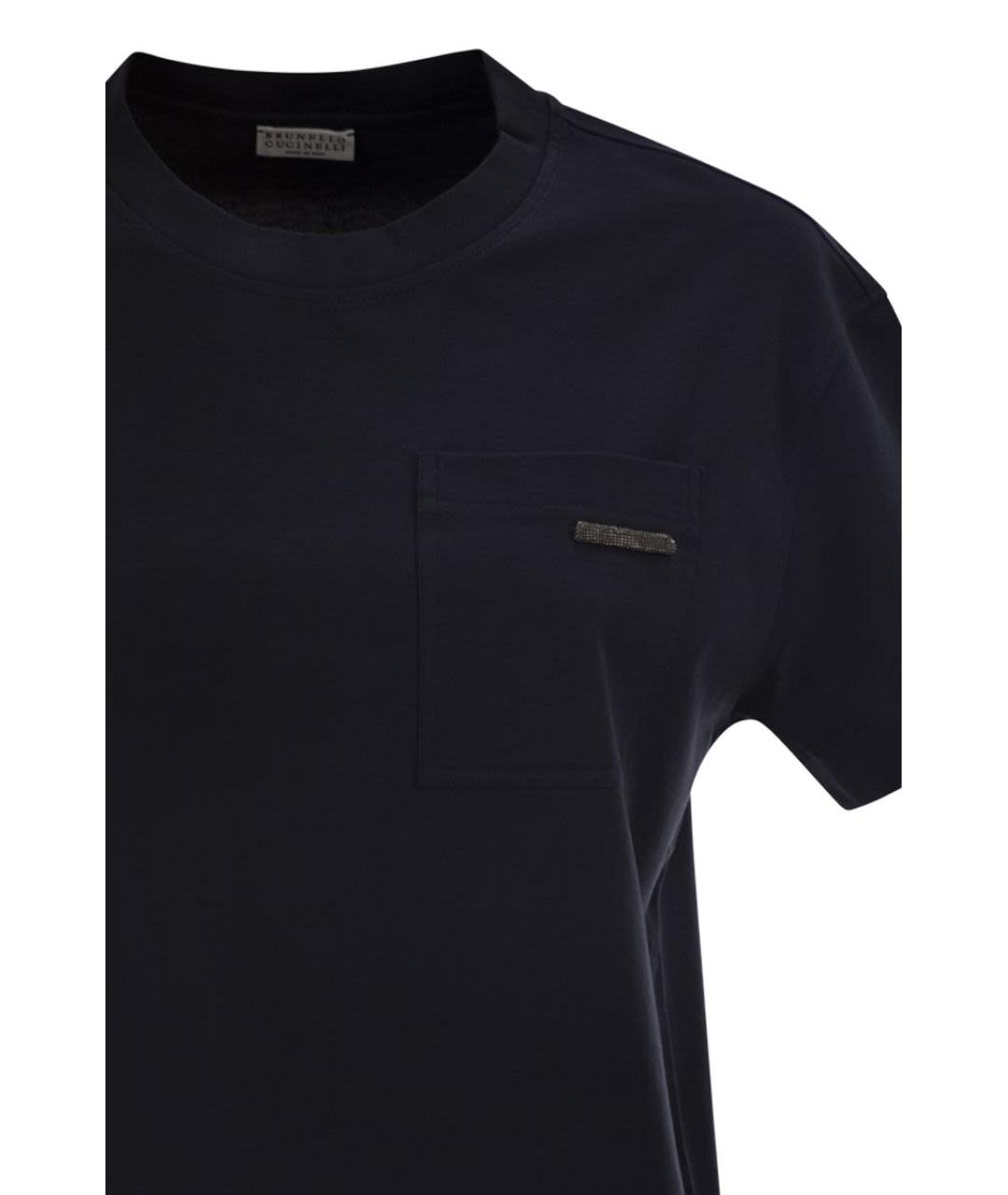 BRUNELLO CUCINELLI Синяя хлопковая футболка, фото 4