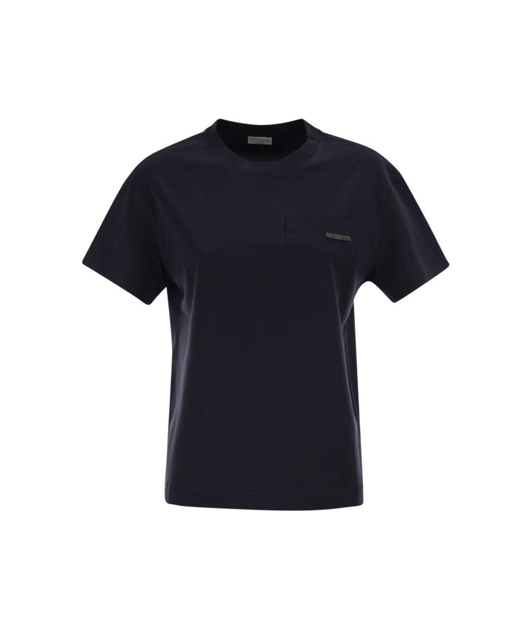 BRUNELLO CUCINELLI Синяя хлопковая футболка, фото 1