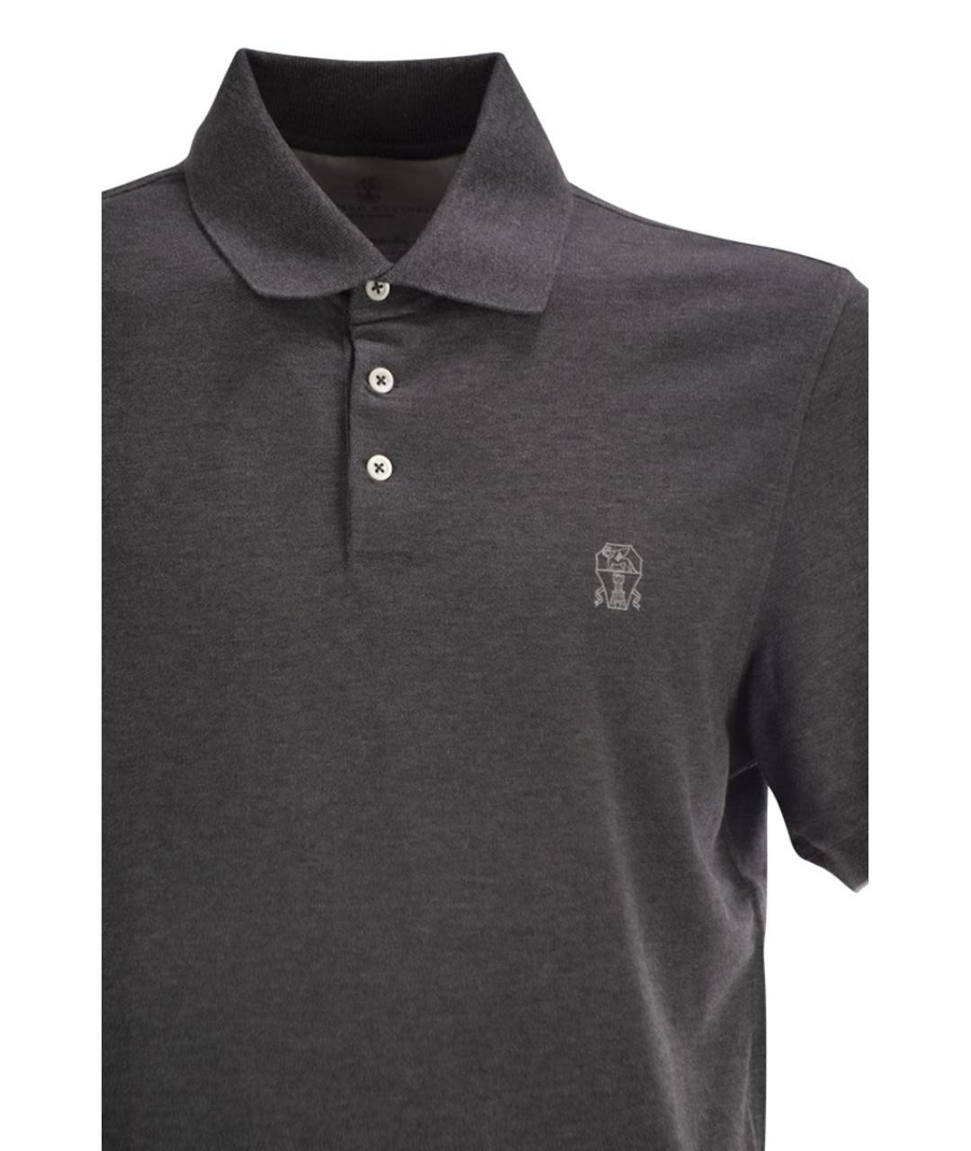 BRUNELLO CUCINELLI Серая хлопковая футболка, фото 4