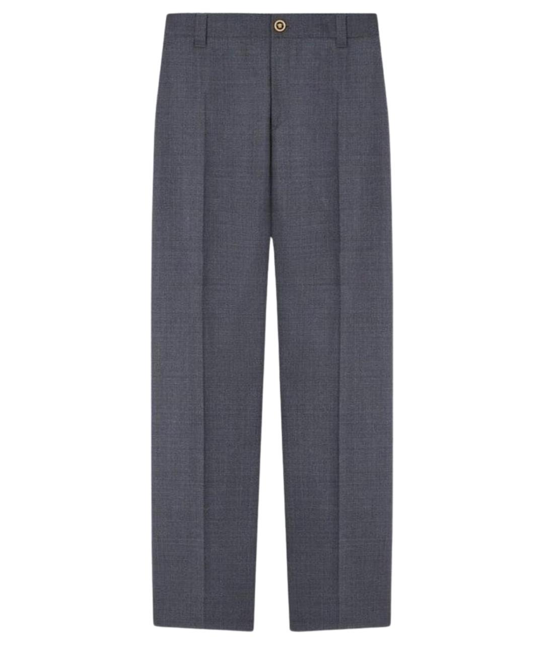 VERSACE Серые шерстяные повседневные брюки, фото 1