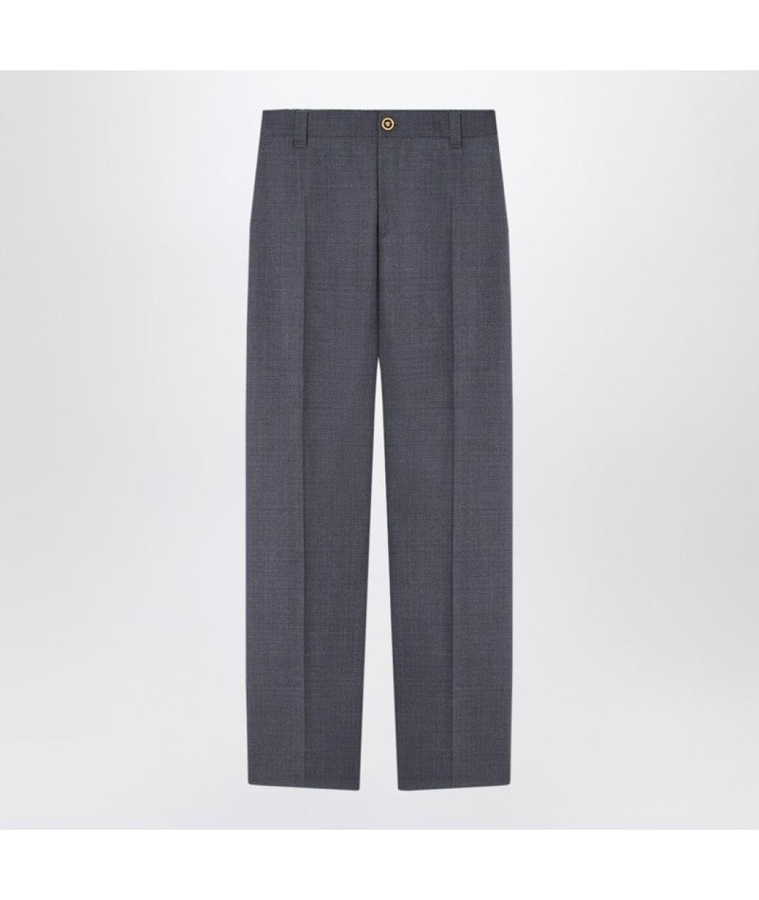 VERSACE Серые шерстяные повседневные брюки, фото 3