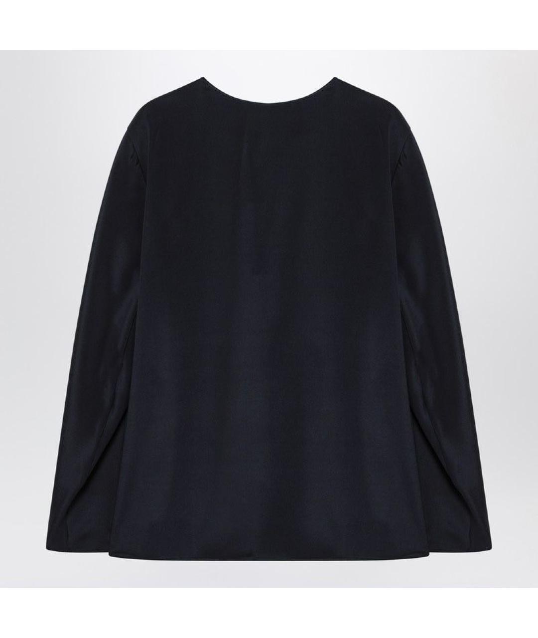 MAX MARA Темно-синяя шелковая блузы, фото 2