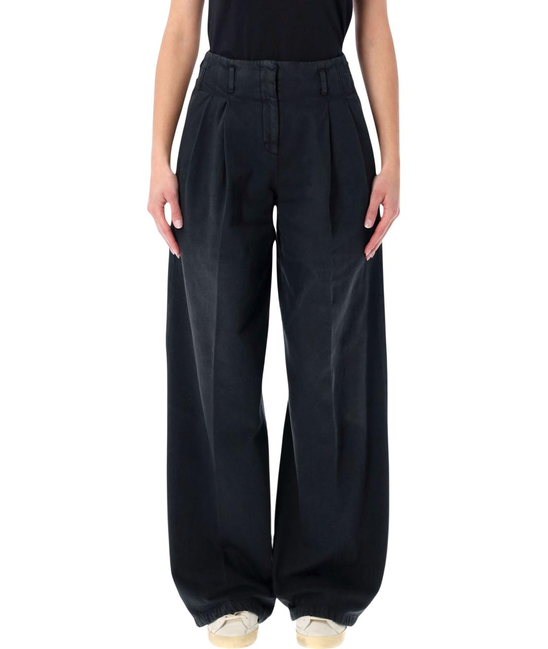 GOLDEN GOOSE DELUXE BRAND Черные хлопковые прямые брюки, фото 2