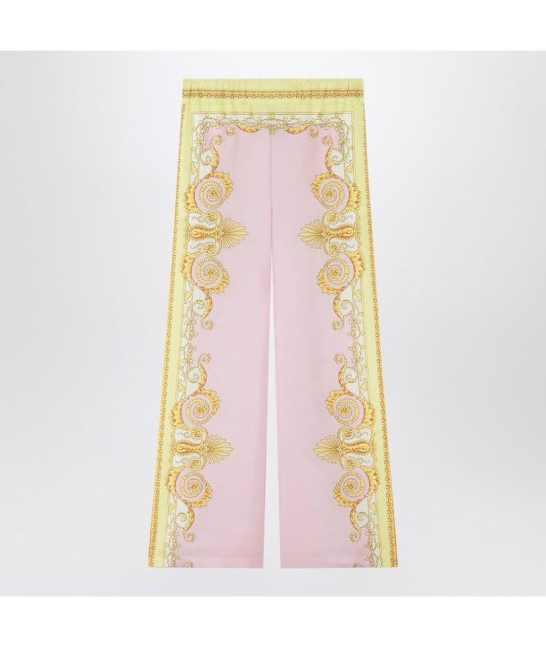 VERSACE Мульти шелковые прямые брюки, фото 3