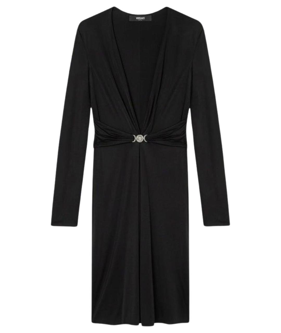 VERSACE Черное вискозное коктейльное платье, фото 1