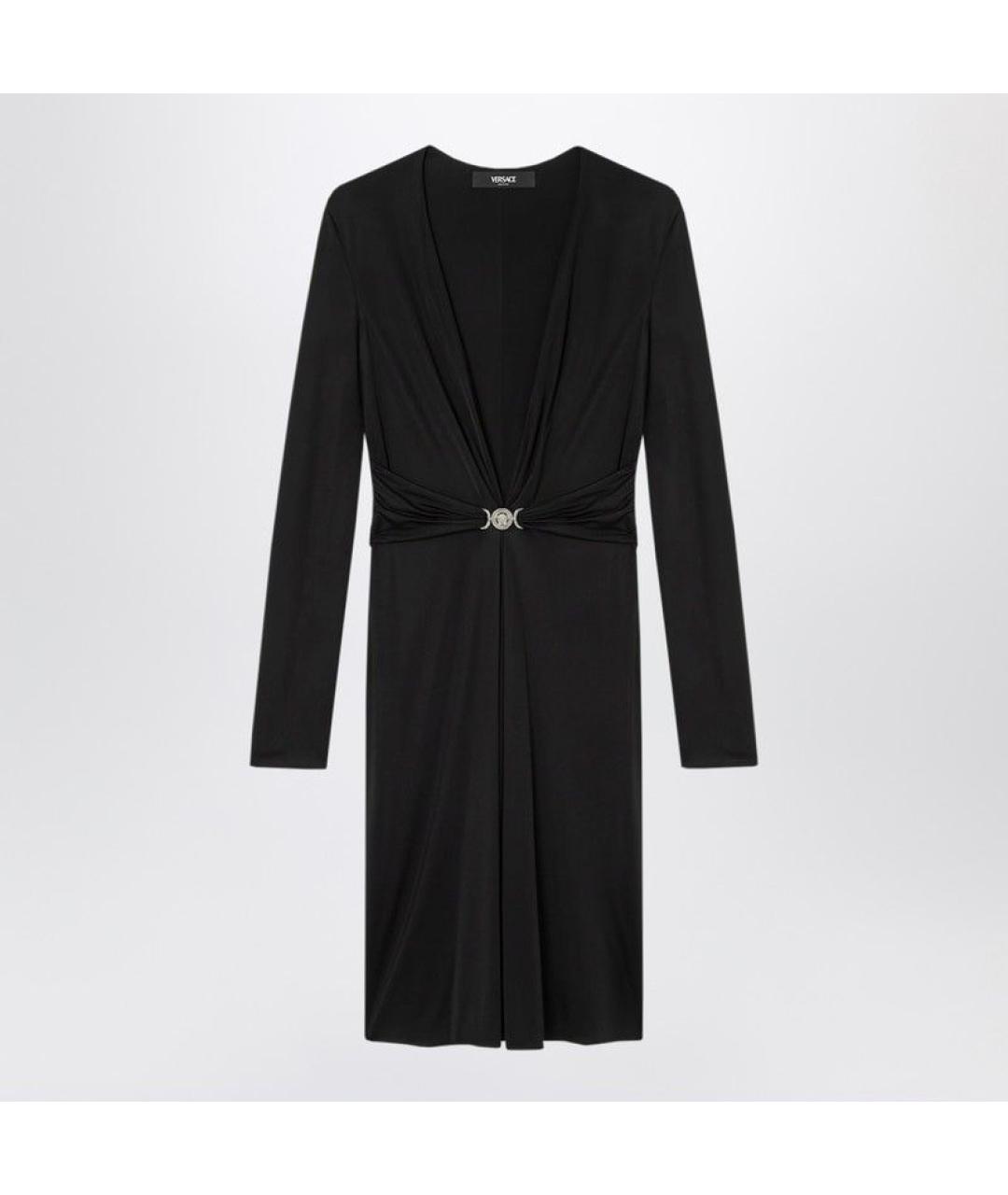 VERSACE Черное вискозное коктейльное платье, фото 3